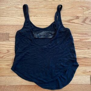 Patterson J Kincaid Black Linen Cropped Tank Top S